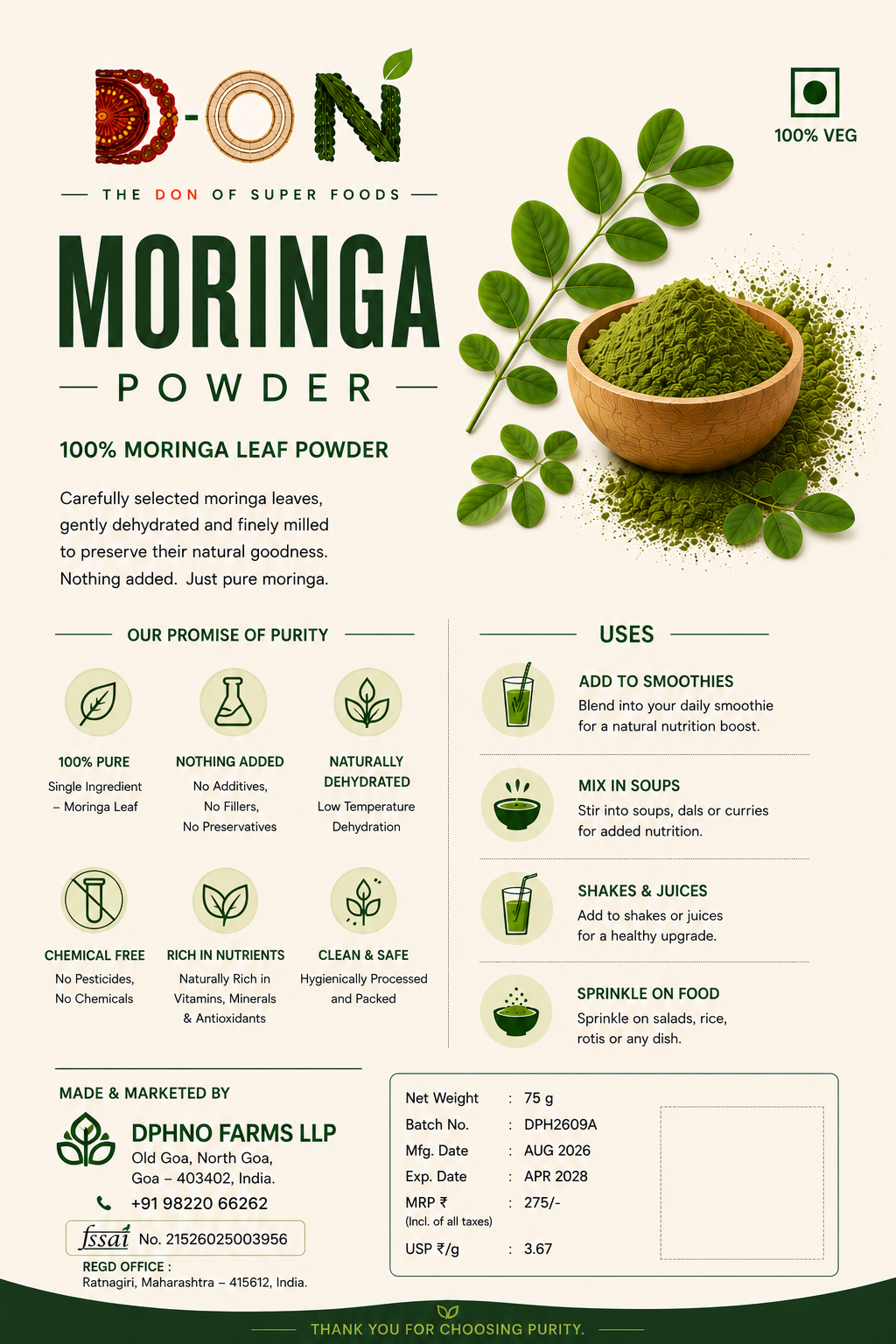 Moringa Leaf Powder pack — view 2